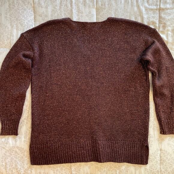 Loft NWT Women's Metallic V-Neck Sweater, size Medium - Picture 2 of 7